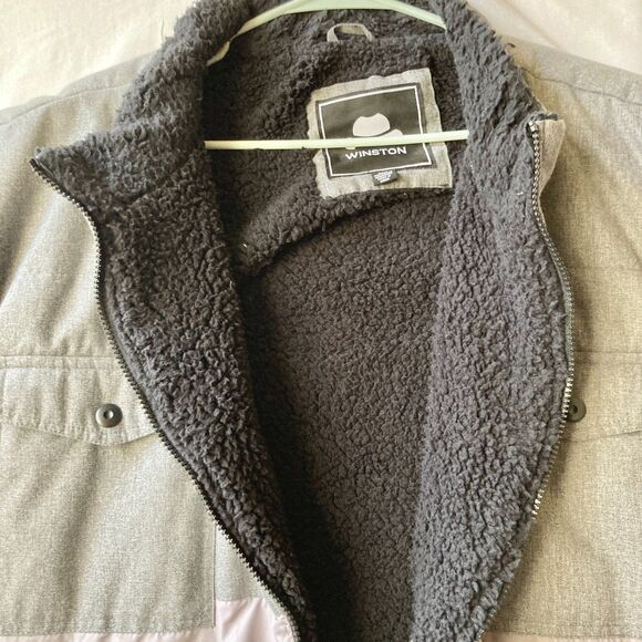 Winston Mens 2 Tone Grey Puffer Vest Jacket Size 6XL Full Zip Sherpa Lined Poly - Picture 11 of 14